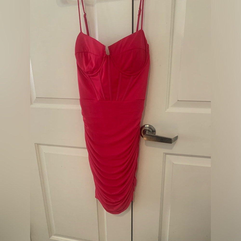 Fitted Red Mini Dress with Bustier Bodice